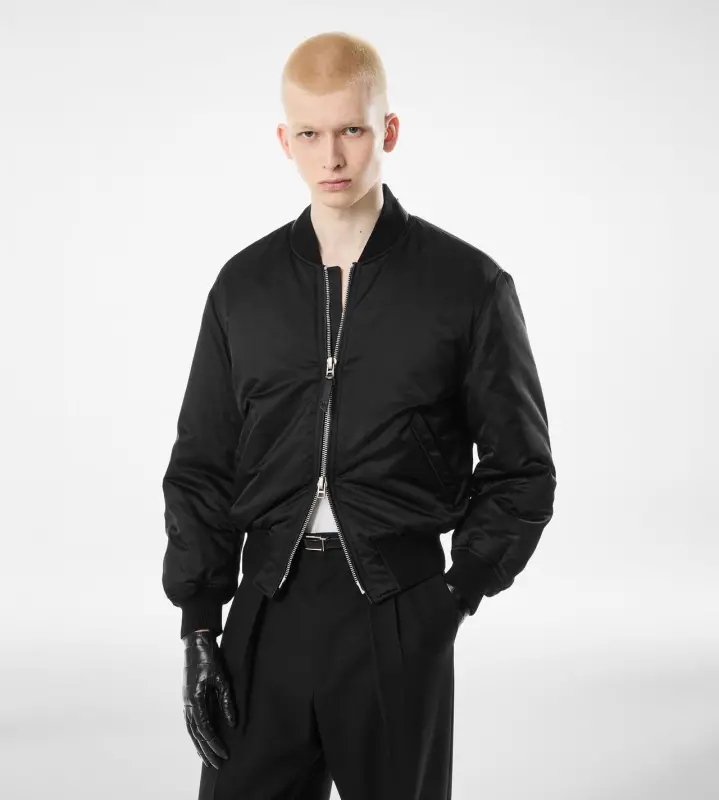 SILK SATIN BOMBER BLACK & GREEN online